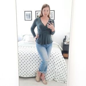 Loft Green True Wrap Top S